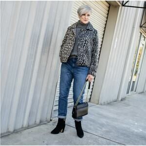 NEW Anthropologie Vigoss $158 Leopard Contrast Coat Size Small Polyester Wool